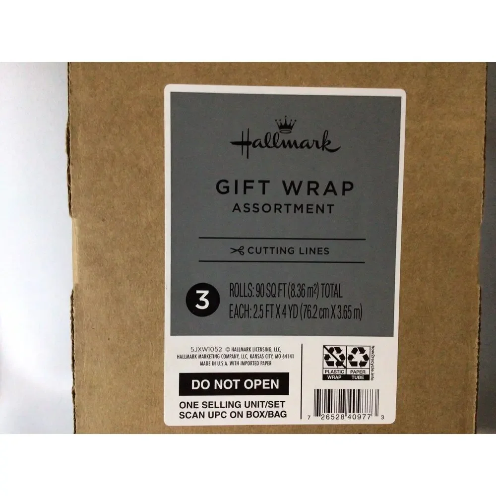 Bright and Bold Kraft 3-Pack Christmas Wrapping Paper, 90 sq. ft.